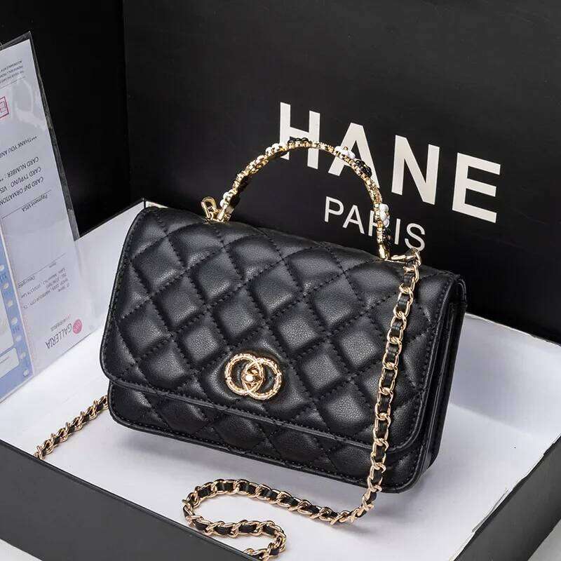 2024 Summer New Niche High-End Classic Argyle Handbag With Chain Shoulder Crossbody Fashionable Versatile Small Square Bag