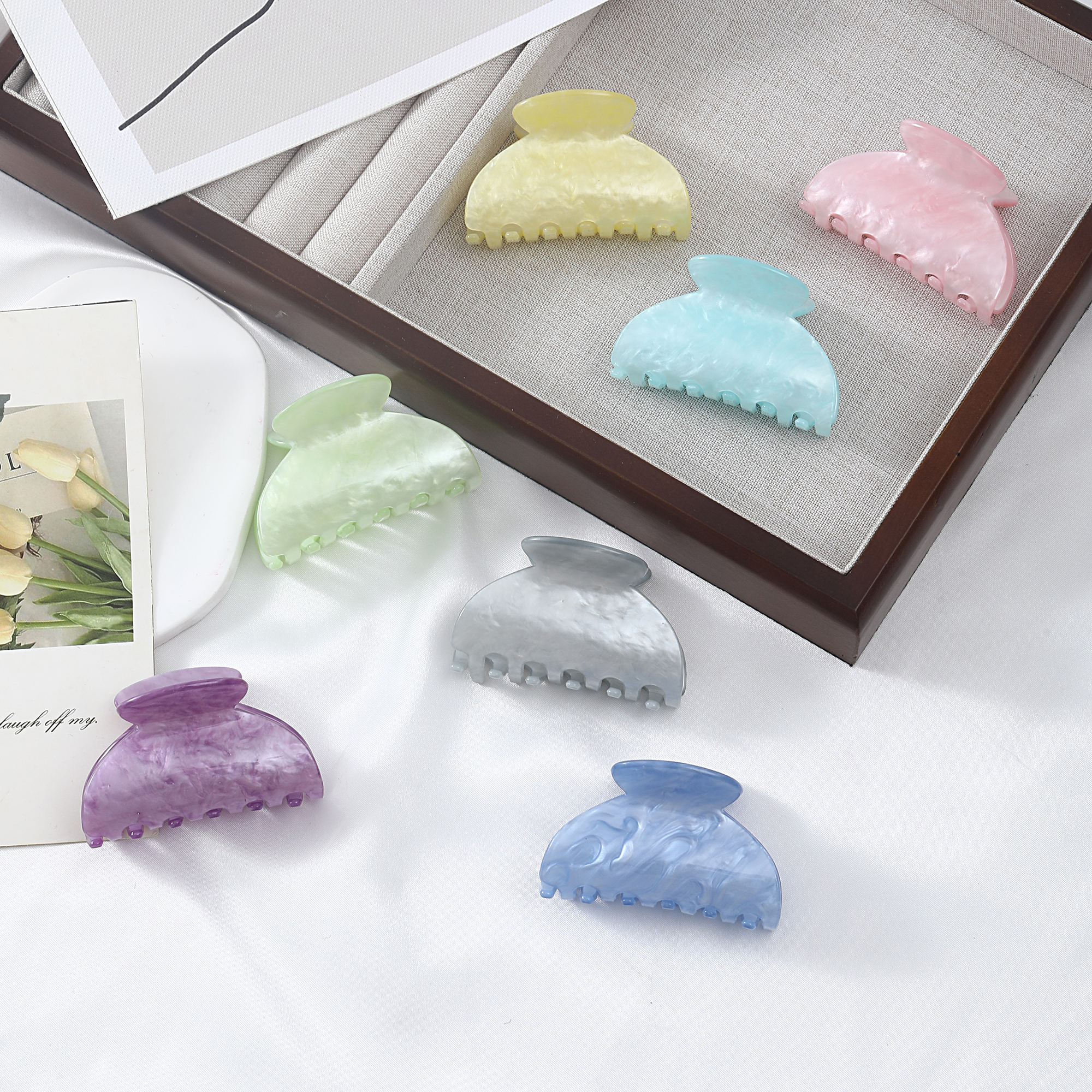 Korean version small-sized glossy small fan-shaped hairpin