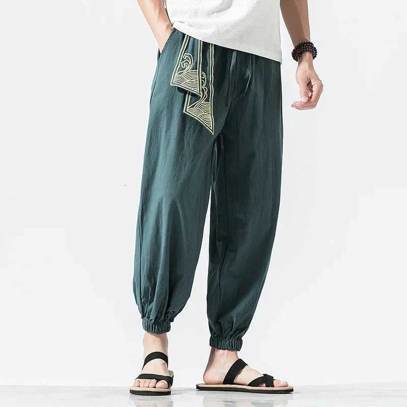 Kimono Men Cotton Linen Japanese Samurai Costume Ukiyo-e Print Belt Retro Harem Pants Mens Hip Hop Harajuku Haori Baggy Trousers W250819