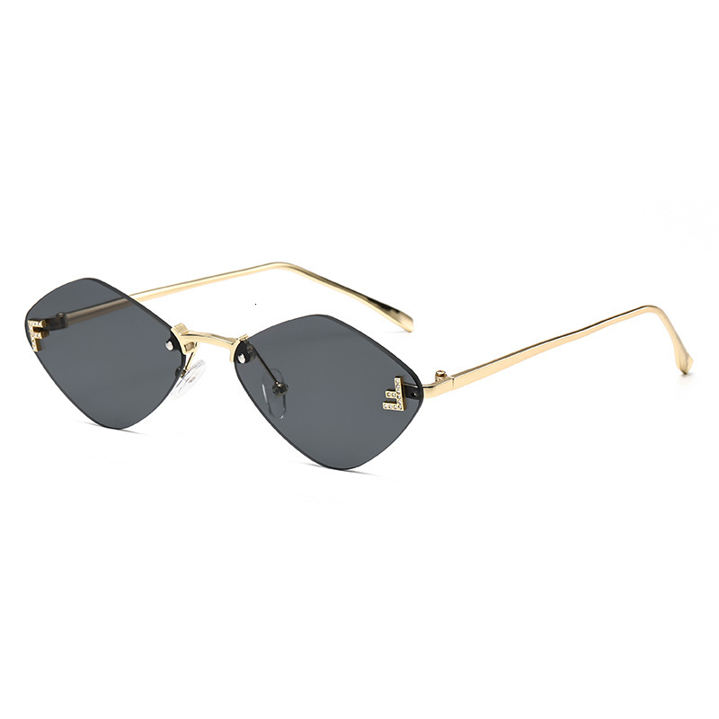 New Frameless Sunglasses Letter F Diamond Frame Fashion Sunglasses European And American Trendy Cut-edge Small Frame Decorative Sunscreen Mirror