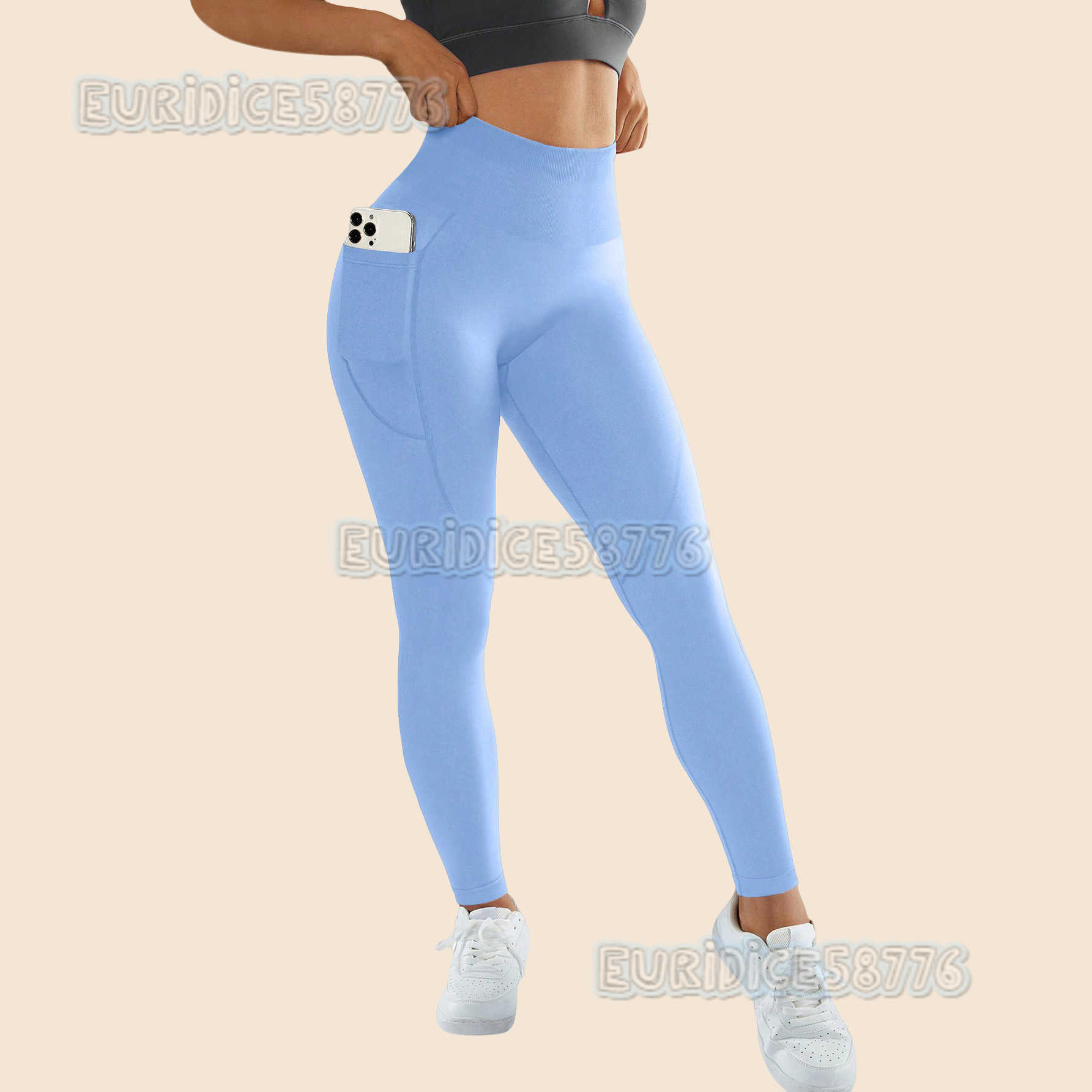 New Solid Color Yoga Pants Naked Feel Pocket Pants Running Cycling Sports Fitness Hip Lift Yoga Long Pants for Women H250819