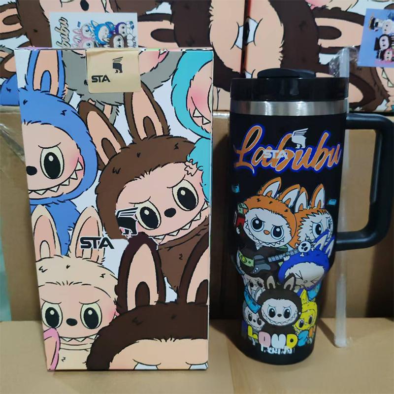 Labubu Thermos Cup Water Bottles Thermal Mug Zimomo Tnsulated Drinkware Tumblers Hip Flasks Vacuum Auto Mug Long-lasting Insulation Straw Designer Fas
