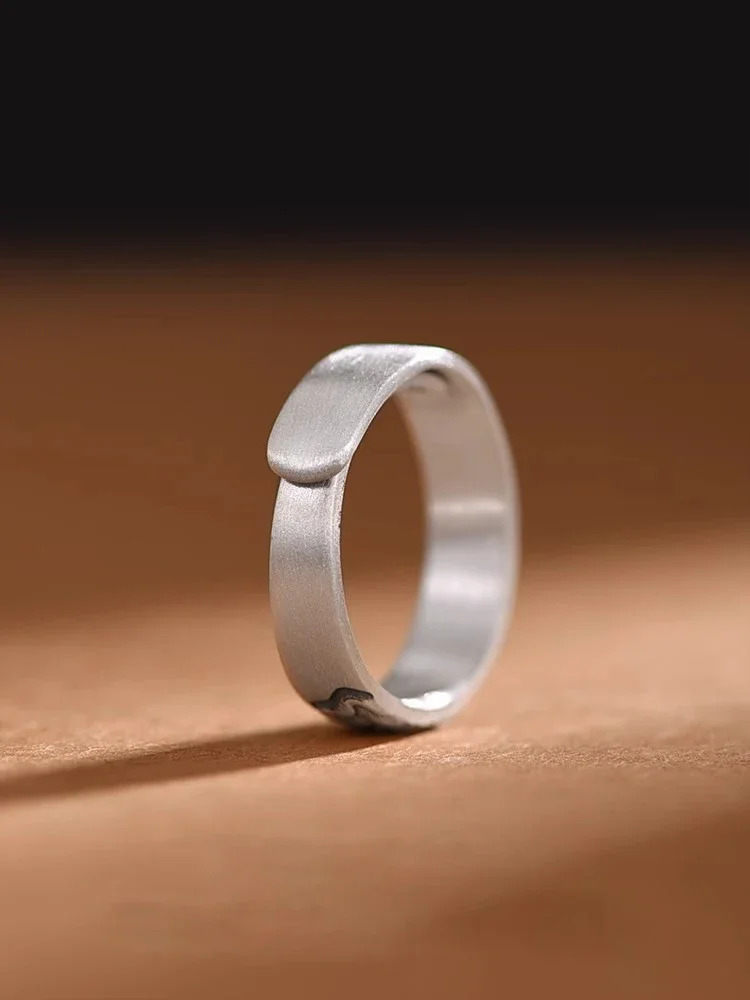 Silver Color Lotus Retro Ring for Men and Women Couple Rings National Style Self-discipline Niche Fashion Jewelry 250815