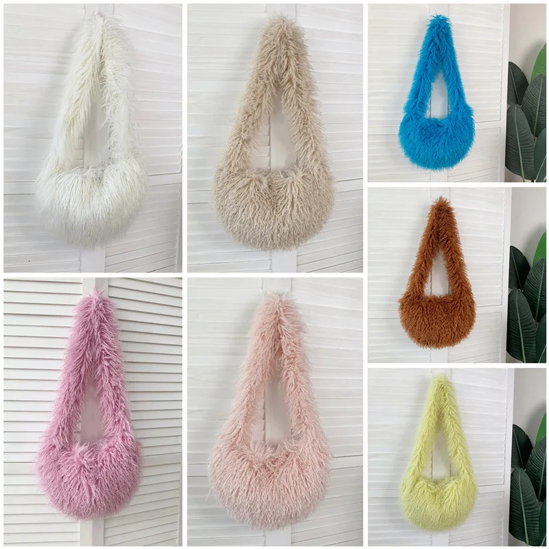 Artificial Wool Womens Furry Shoulder Bag Winter Fashion Ladies Faux Fur Crossbody Bags Large Capacity Female Plush Handbags 250818