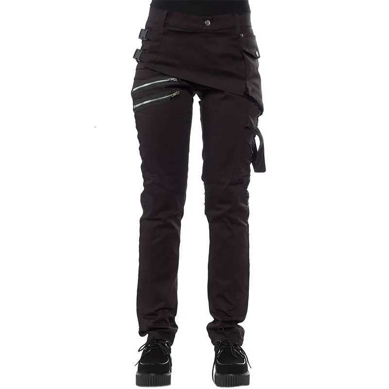 Men Punk Style Rivet Pants Buckle Side Oblique Zipper Pocket Casual Pants Trousers W250819