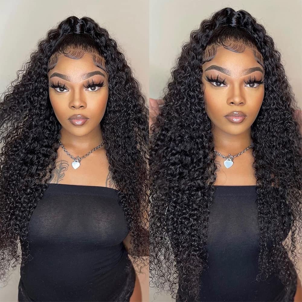 28 Inch Deep Wave Lace Front Wigs Human Hair 180% Density 13x4 Hd Transparent Lace Deep Curly Wigs For Women Pre Plucked with Baby Hair