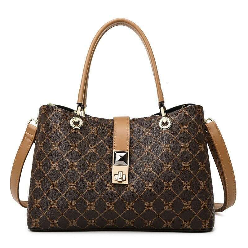 Women's handbag, fashionable printed contrasting women's large capacity commuting bag, can be single shoulder