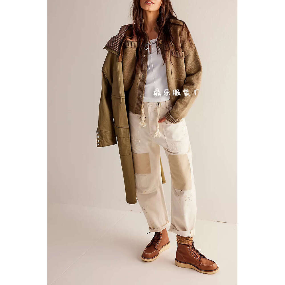 Winter Knitted Jacket Stand Collar Solid Color Cardigan Sweater Women's New Style B5