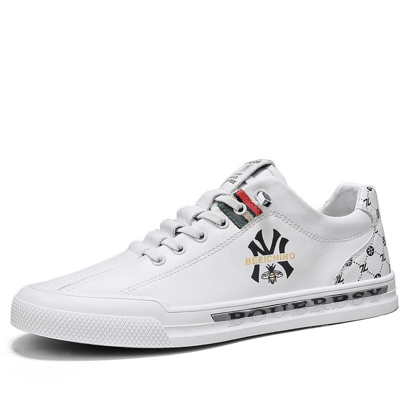 Men's summer fashion sneakers 2025 genuine leather soft sole white shoes breathable casual trend shoes for men