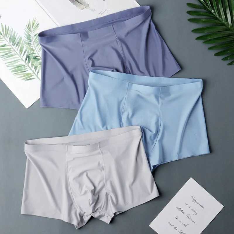 4 Pcs/Lot Mens Ice Silk Sexy Seamless Ultra-thin Boxer Briefs Shorts Underwear Underpants Male Breathable Panties W250819