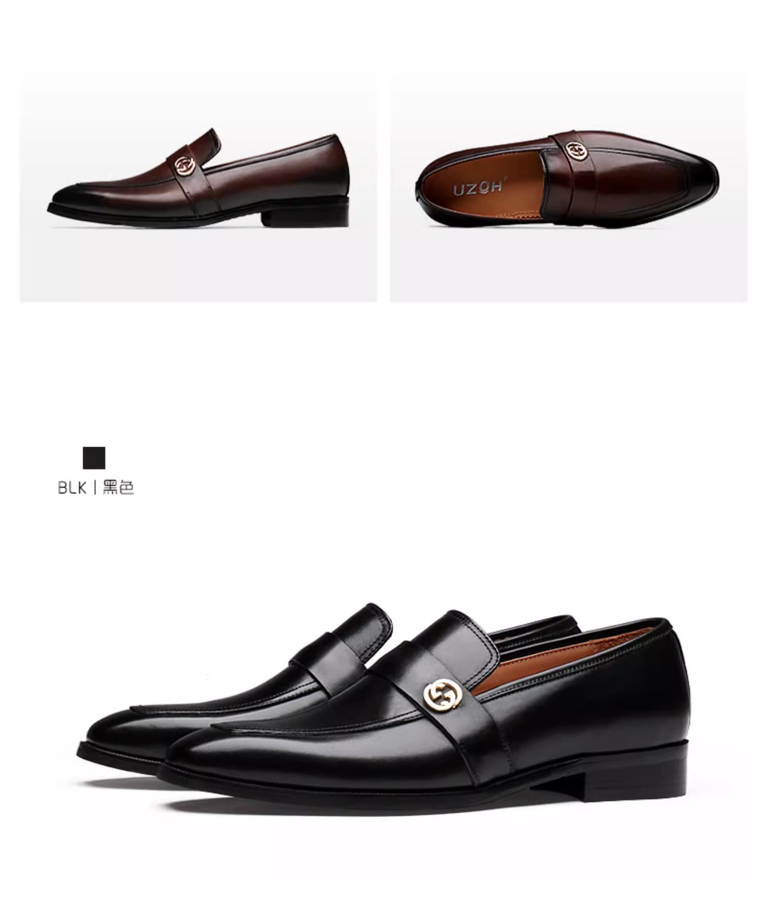 Men's leather shoes genuine leather business casual shoes formal wear men's shoes pointed toe British casual shoes breathable loafers
