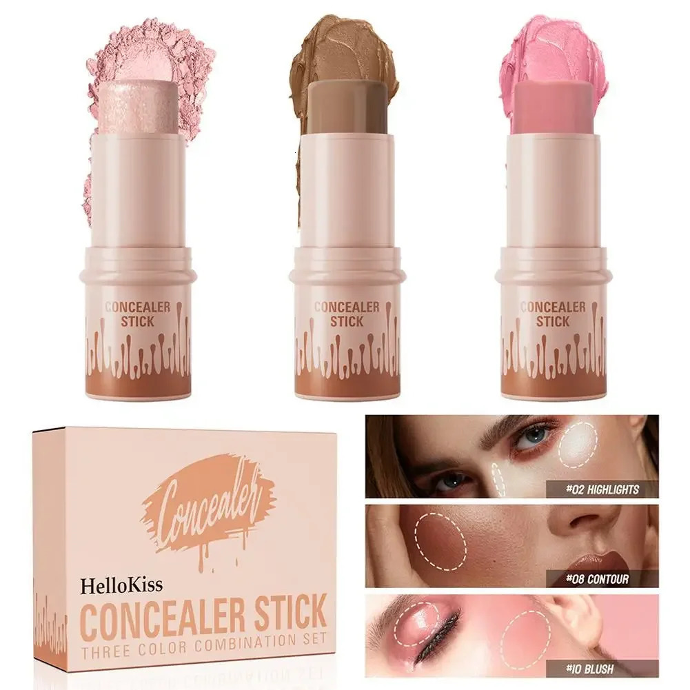 Multifunctional Makeup Face Contouring Bronzer Stick Highlighter Brightening Silkworm Blusher Rouge Cream Modify Concealer face 250811