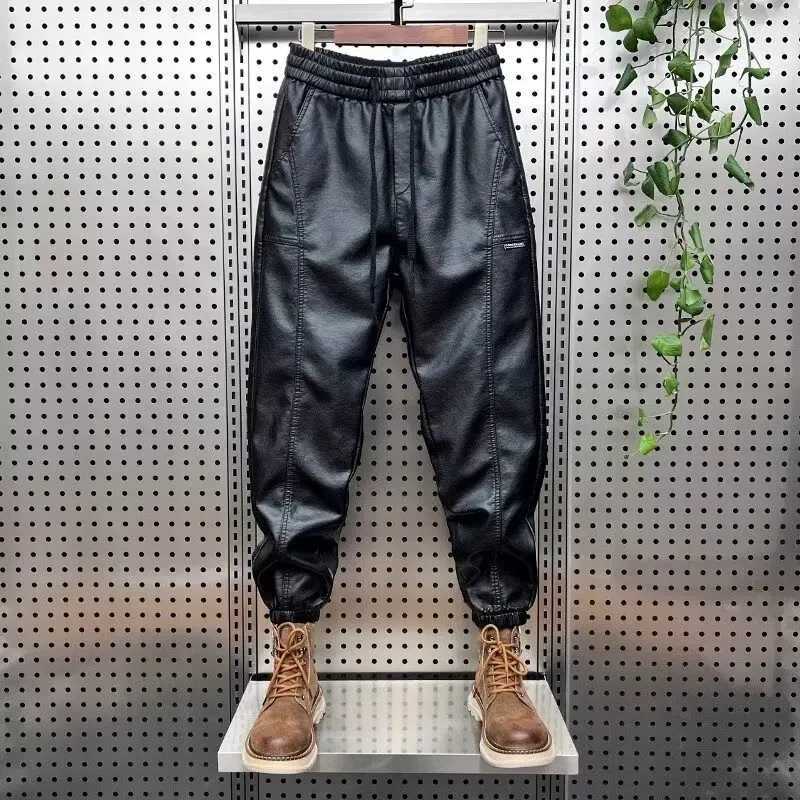 Trendy Motorcycle Leather Pants Mens Hip Hop Harem Loose Trousers Outdoor Jogger Sweatpants Luxury Brand High Quality Clothing W250819