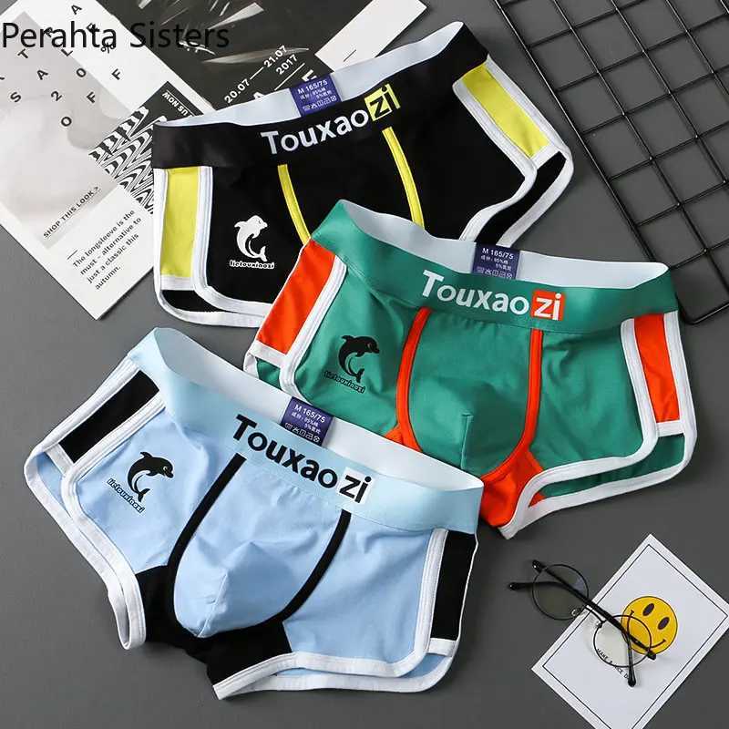 3Pcs/Lot Mens Cotton Underwear Boxers Briefs Mens Fashion Dolphin Boxershorts Trends Youth Personality Underpants Homme W250819
