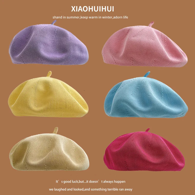 Summer Thin Breathable Cotton Yarn Beret Girls Versatile Korean Version Solid Color Painter Hat Fresh Literary Bud Hat 250819