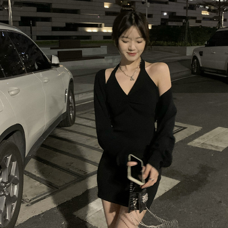 KC156 Hot Girl Sexy Halter Spring Hip Dress