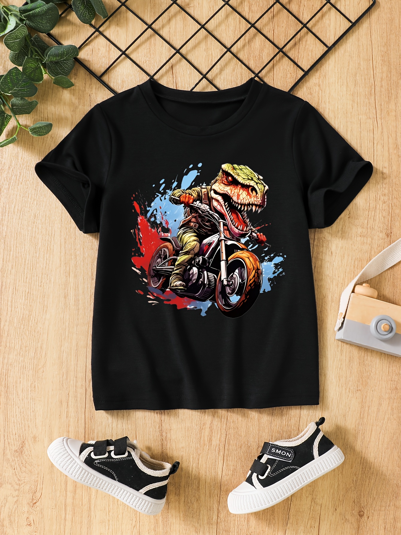T-shirts Boys' Dinosaur Print Short-Sleeve Tee Set - Breathable Quick-Dry Fabric