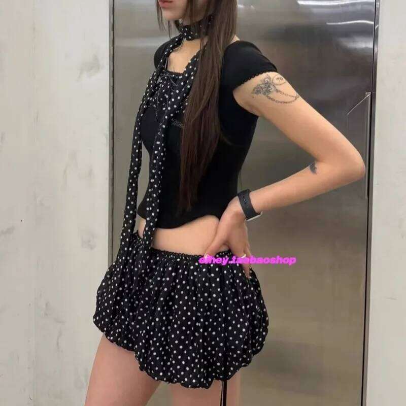 hoodie Summer New Korean Contrast Color Patchwork Sweet Short-Sleeved T-Shirt Women + Pleated Sexy Mini Skirt Two-Piece Suit jacket