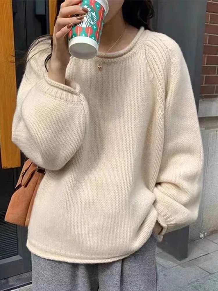 2025 Chic Solid Femme Sweater Pullover Loose Long Sweater Women Korean Autumn Winter Jumpers Knitwear Soft Warm Tops XJ250819