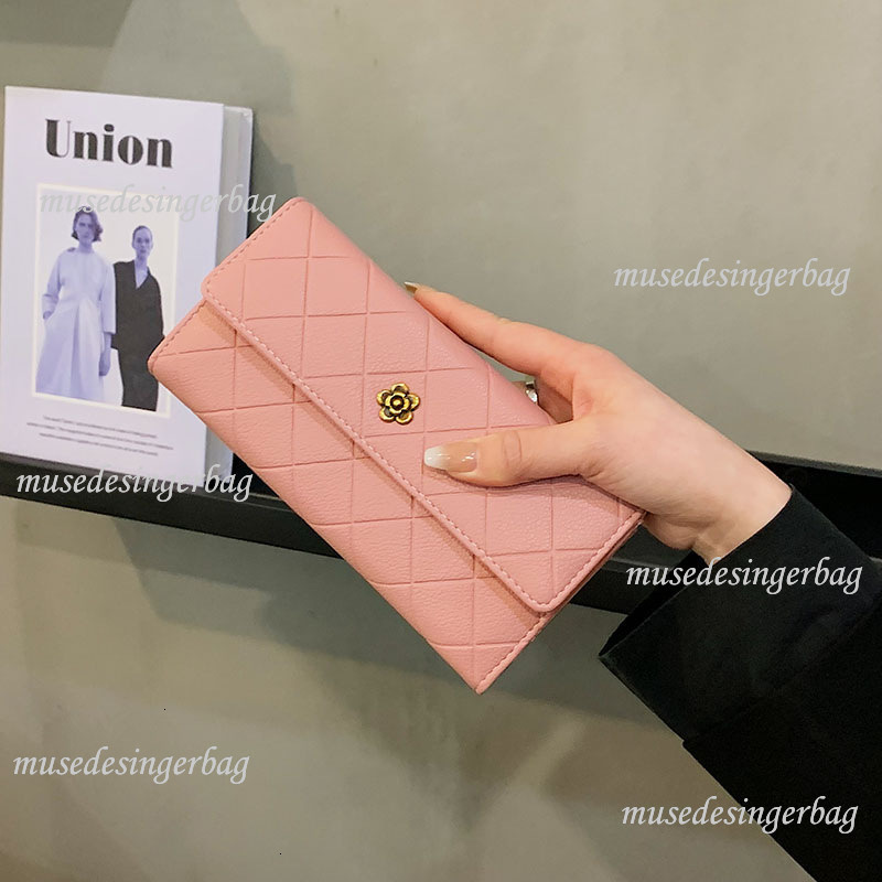 Luxury Brand Designer Purse Camellia Long Wallet For Women 2025 New Korean Style Fashion Coin Purse Large Capacity Fold Clutch For Women