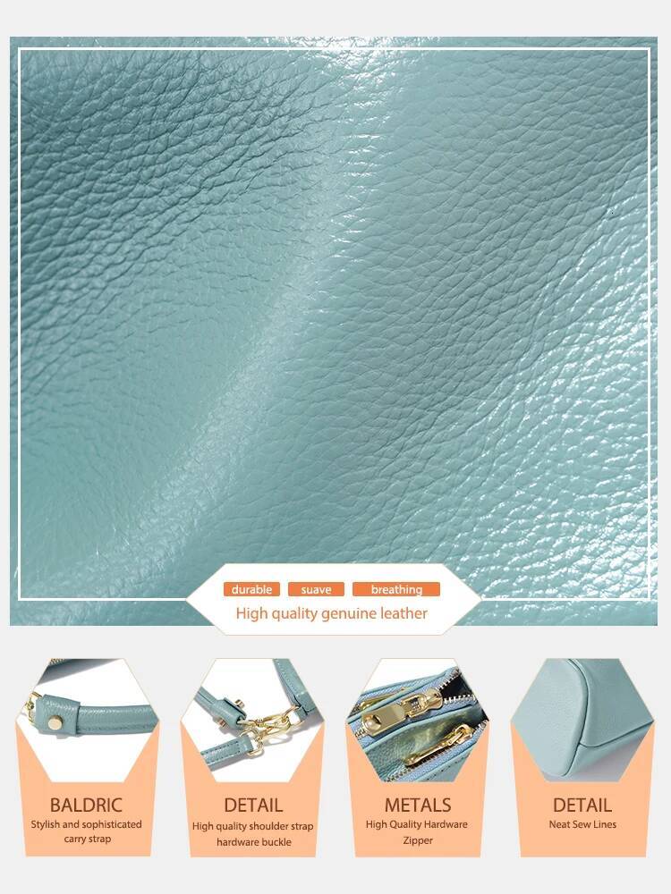 Zency Women Blue Red Soft Genuine Zipper Cowhide Leather Shoulder Bag Ladies Crossbody Small Handbag Satchels Sac