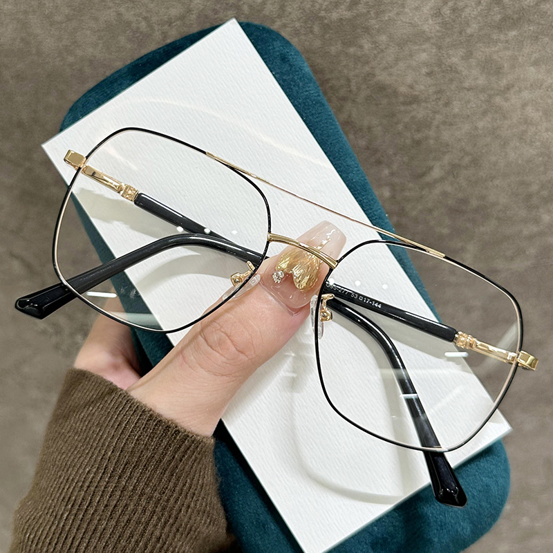 Ultra-light anti-blue light myopia glasses frame for women, plain glasses, metal frame G95-277