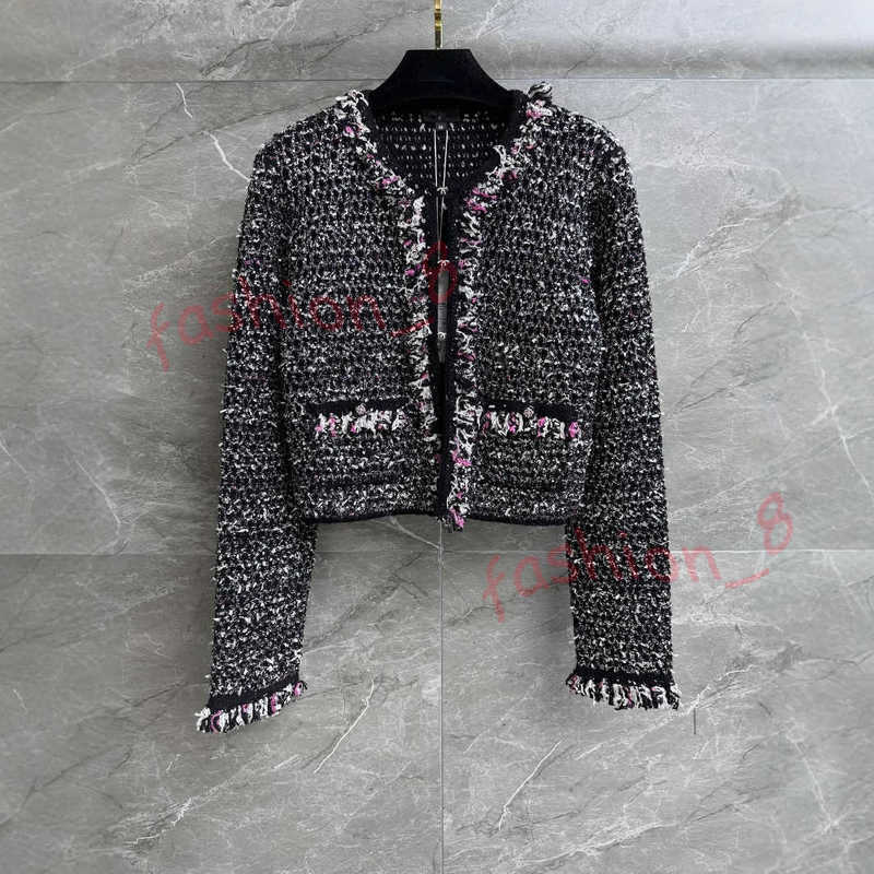 Women's Jackets Designer coats Autumn Winter New High-end V-neck Tweed Haute Couture Colorful Heavy Craft Jacket Cardigan