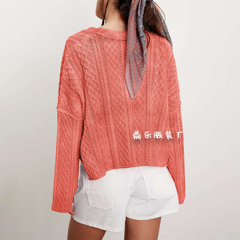 New Autumn And Winter Women's Short Twist Loose Solid Color Knitted Cardigan Jacket B3