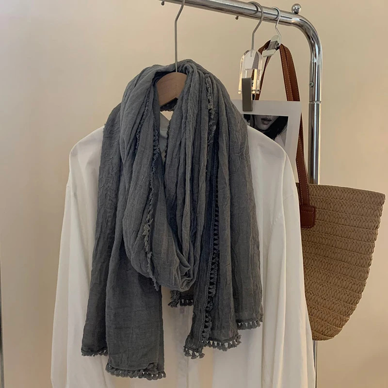 Solid Color Cotton Linen Scarves Women Hijab Muslim Spring Summer Soft Scarf Female Fashion Long Shawl Wrap 250818