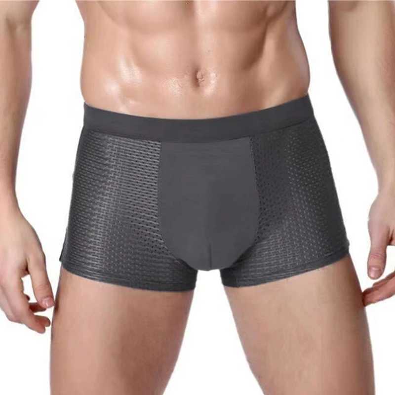 4pcs Solid Color Mens Boxer Shorts Ice Silk Underwear Breathable Underpants Sexy Slim Panties Men Mesh Thin Style Mens Underwear W250819
