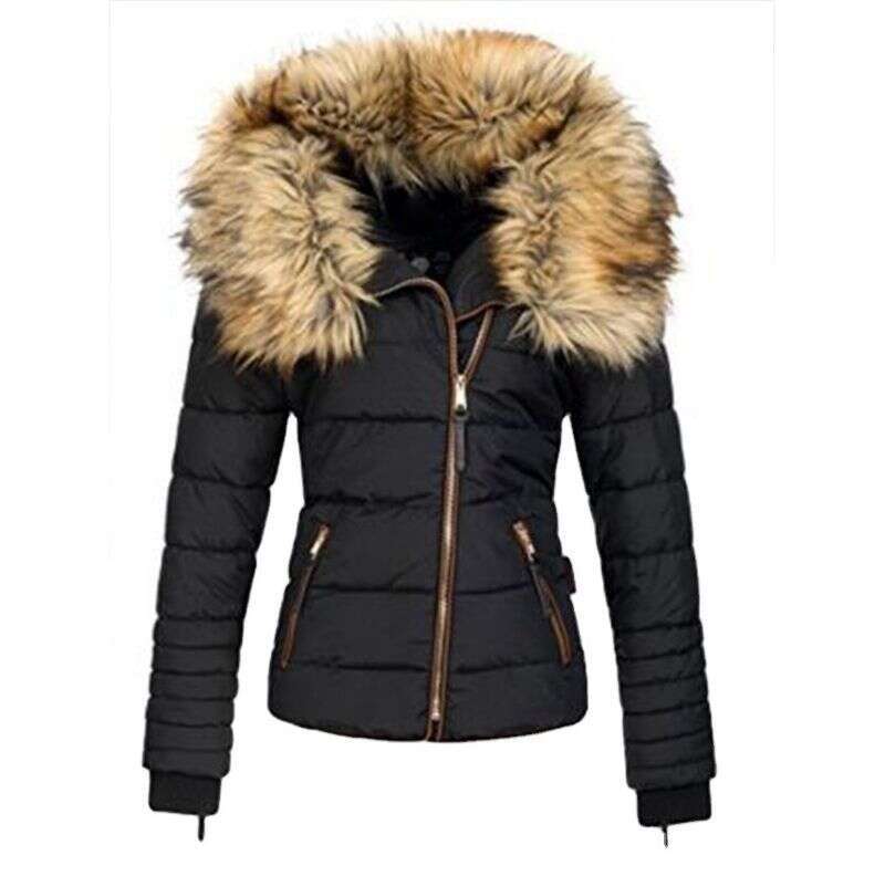 Women's clothing fur collar zipper style cotton thickened warm coat for women