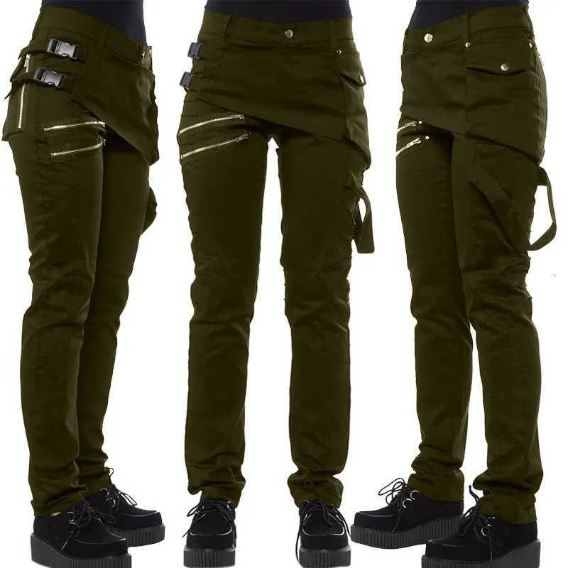 Men Punk Style Rivet Pants Buckle Side Oblique Zipper Pocket Casual Pants Trousers W250819