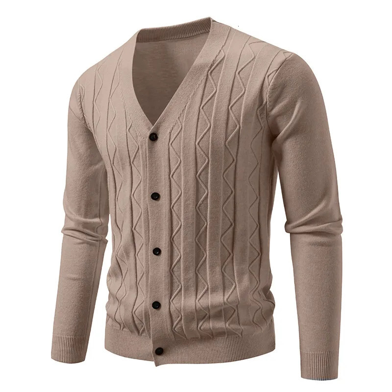 Knit Cardigan Men Korean Style Fashion Smart Casual VNeck Knitted Sweatercoat Mens Solid Color Slim Sweater Outerwear 250819