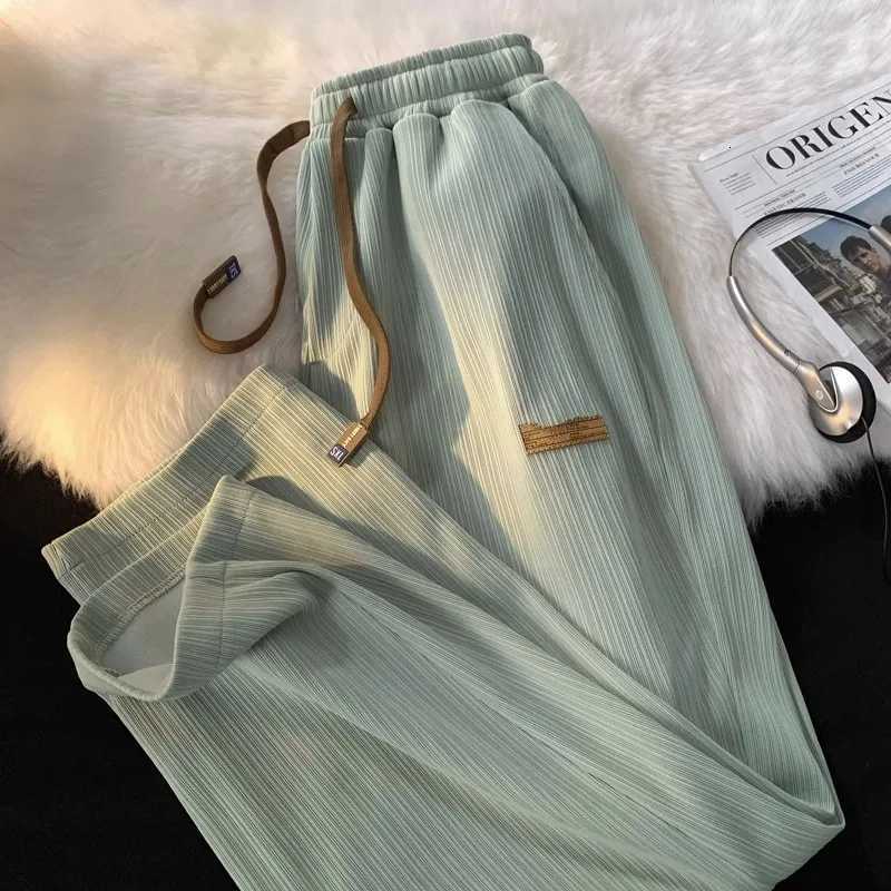 Summer Ice Silk High-grade Wide-leg Pants High Waist Loose Trousers Office Wide-leg Straight Formal Beach Slim Casual Pants W250819