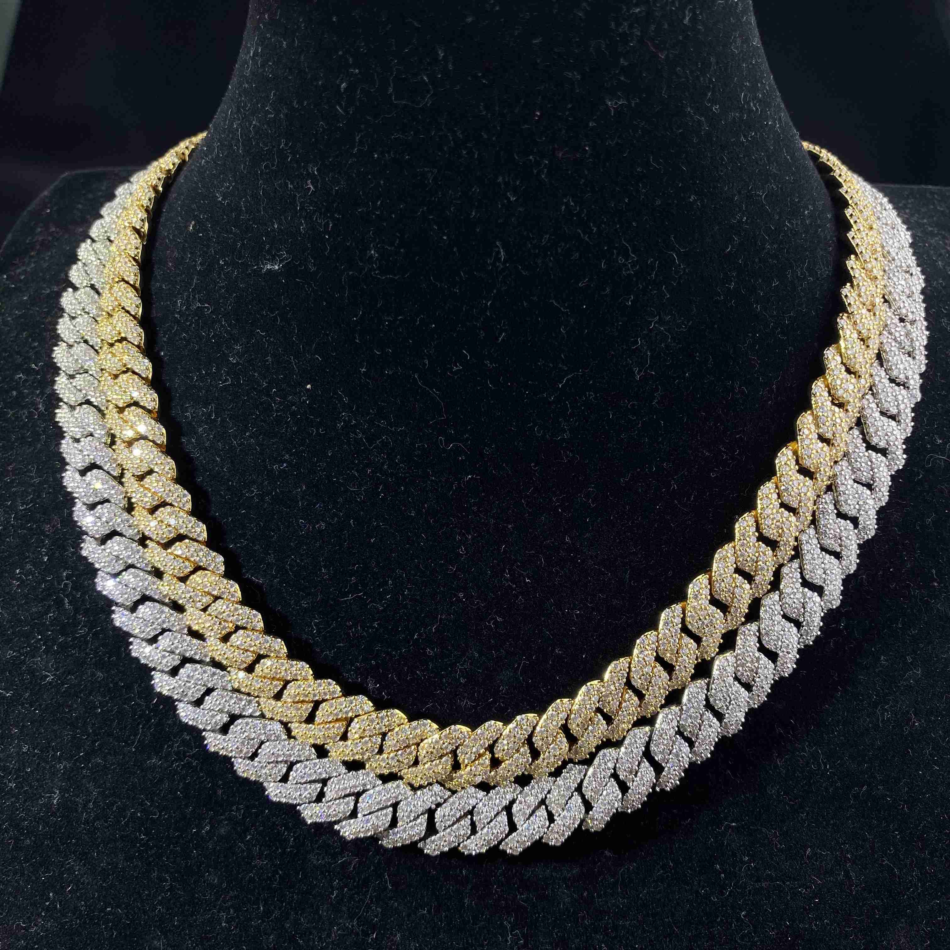Micro Pave 5A Cubic Zirconia CZ Iced Out Bling 10mm Zircon Chunky Cuban Prong Link Chain Necklace Jewelry for Men Women