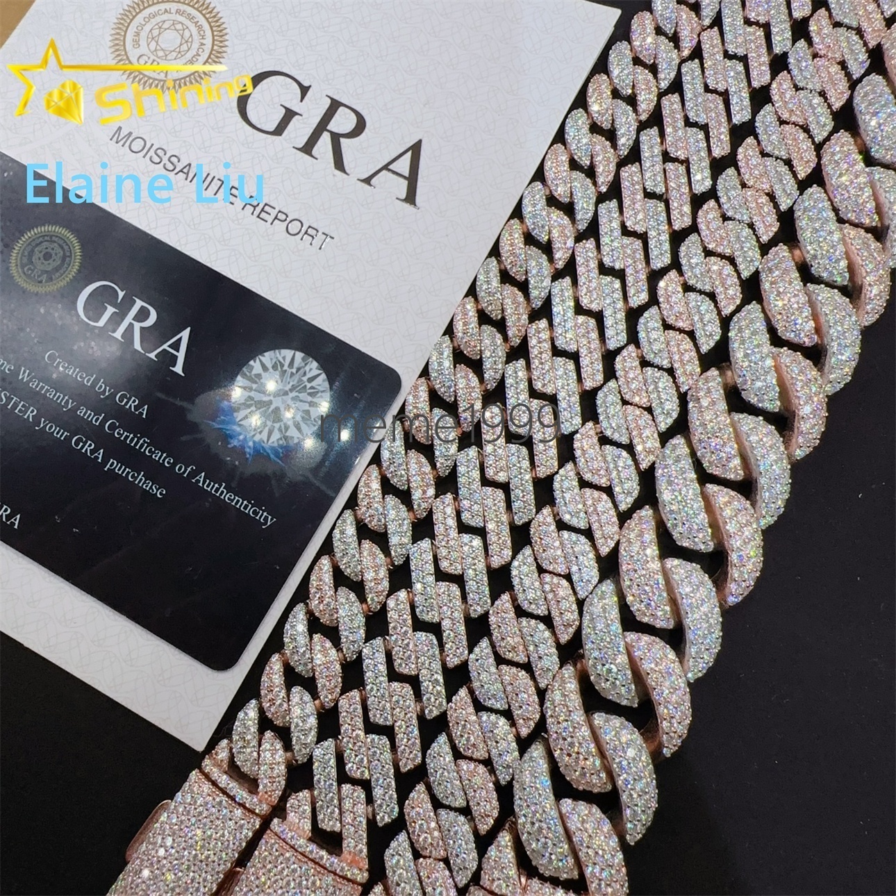 Pass Diamond Tester Rose Gold Two Tone High Quality Moissanite Diamond Hip Hop Bracelet 925 Silver Iced Out Cuban Link