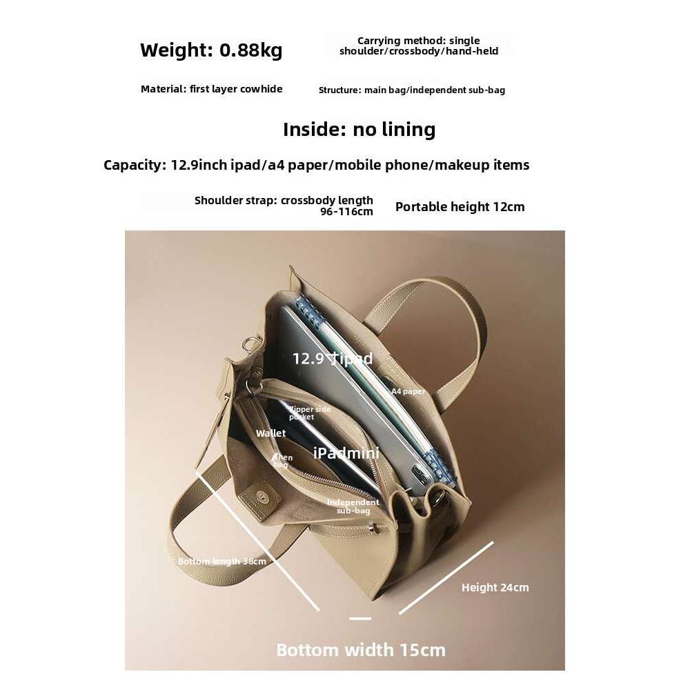 Designer Bag Tote Bag Shoulder Bag Monster King New Commuter Genuine Leather Simple Tote Bag Large Capacity Top Layer Cowhide Handbag