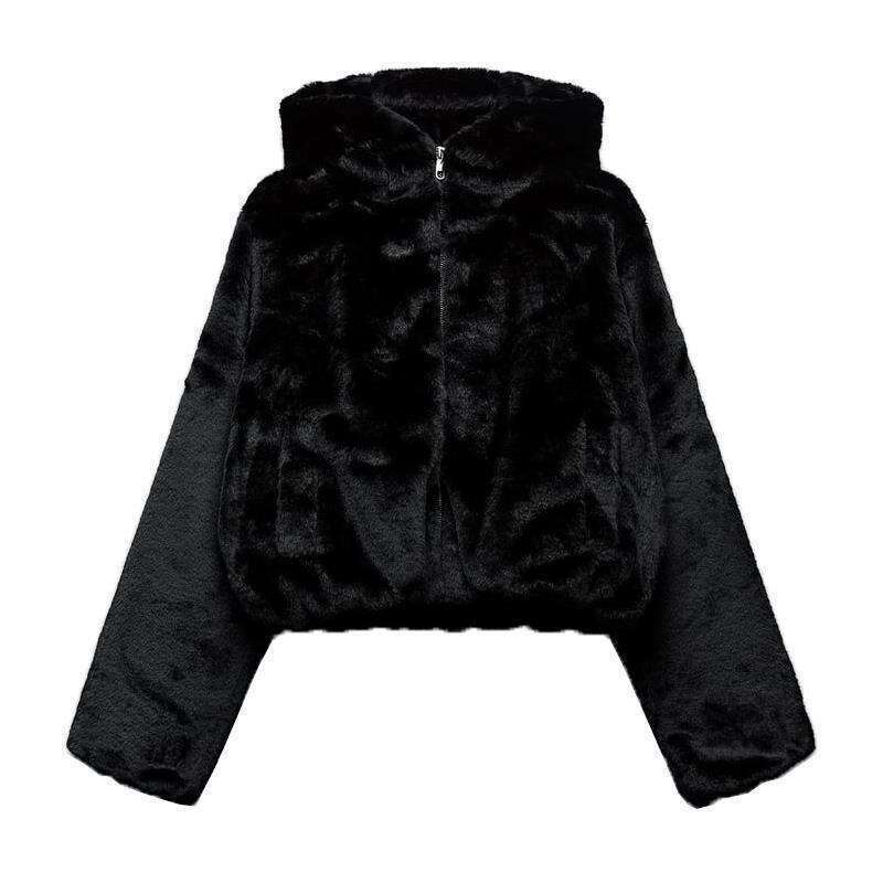 2025 Early autumn new women's fashion solid color versatile zipper loose hooded long-sleeved jacket