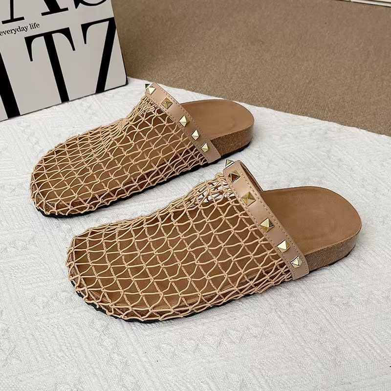 Baotou slippers Hollow sandals Designer Clogs Sandals Clog Slippers Cork Flat High Quality Fashion Summer Genuine Leather Slide Favourite Beach Casual