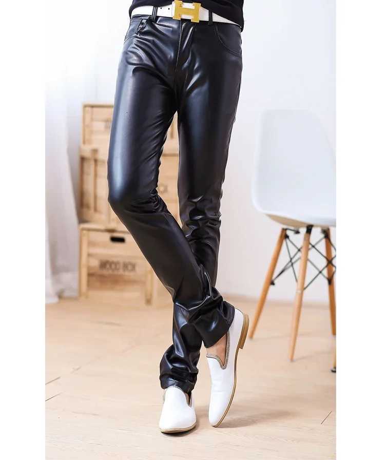 Male Leather Pants Male Slim Leather Pants Mens Clothing PU Pants Male W250819