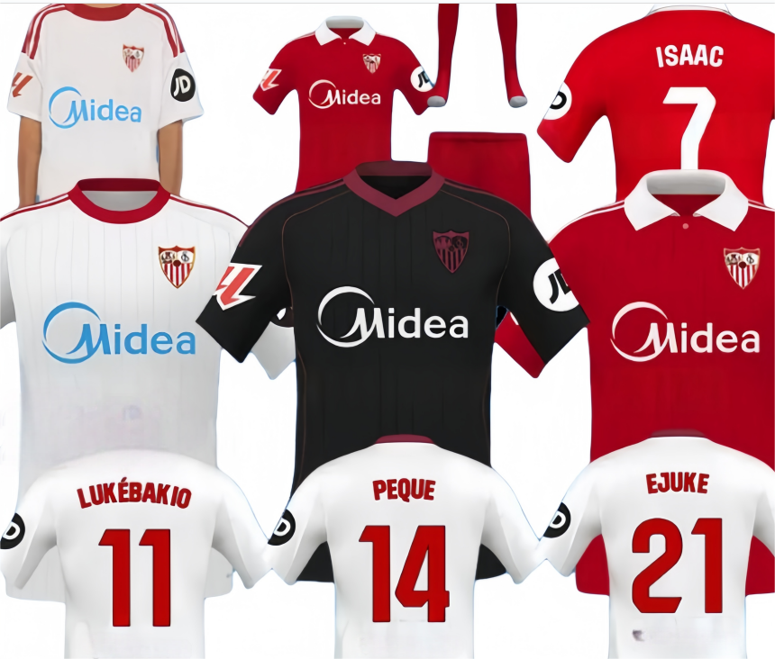 25 26 Sevilla SERGIO RAMOS SOW FC soccer jersey 2025 2026 J.NAVAS Men kits Kids Equipment Camiseta Futbol sevilla men kids kit football shirts Sports uniform