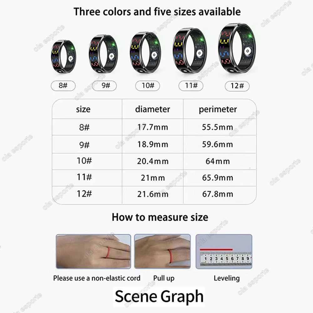 New LED Display Screen Smart Ring 5ATM Waterproof Bluetooth Gesture Control Health Real-time Heart Rate Monitor ring for Men and Women W250819