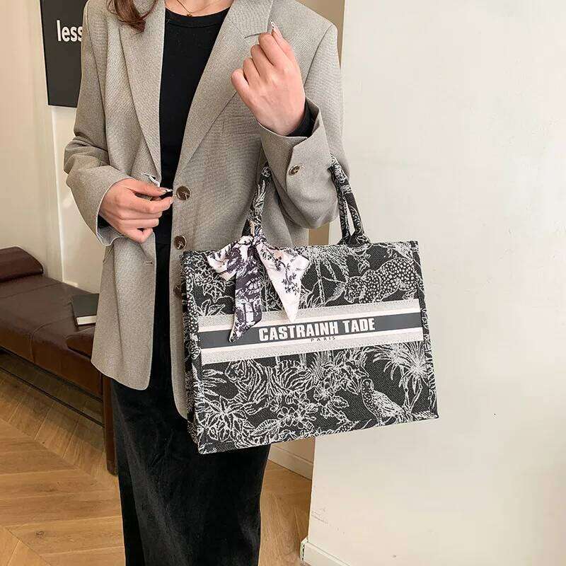 2025New Women's High End Fashionable Large Capacity Printed Handheld Tote Small - Batch Versatile Underarm Commuting Bag