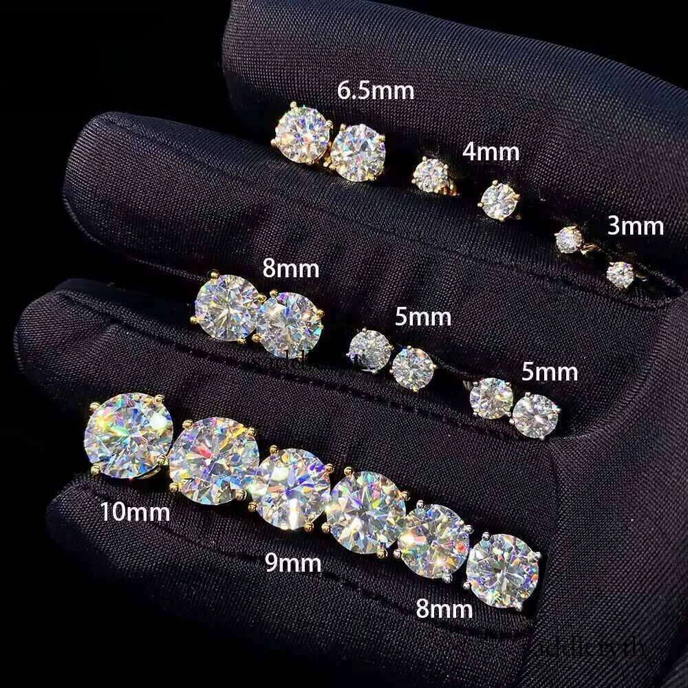 Hot Selling Top Quality Stud Earring Pass Dia Tester Screw Back Hip Hop 10k Solid Gold Earrings Moissanite Jewelry