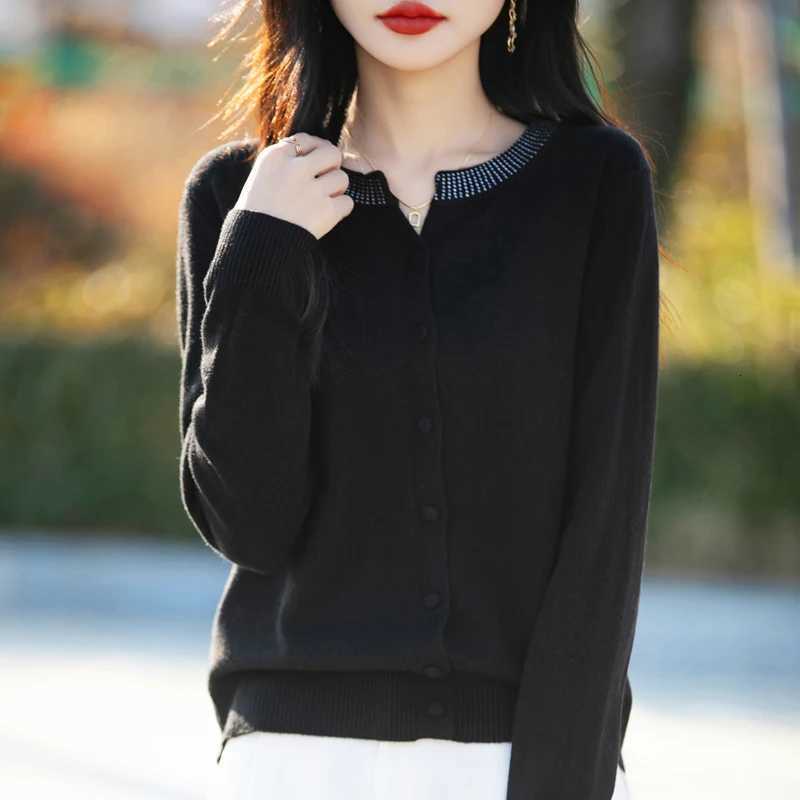 2025 Autumn and Winter Cashmere Cardigan Sweater for Women O-Neck XJ250819