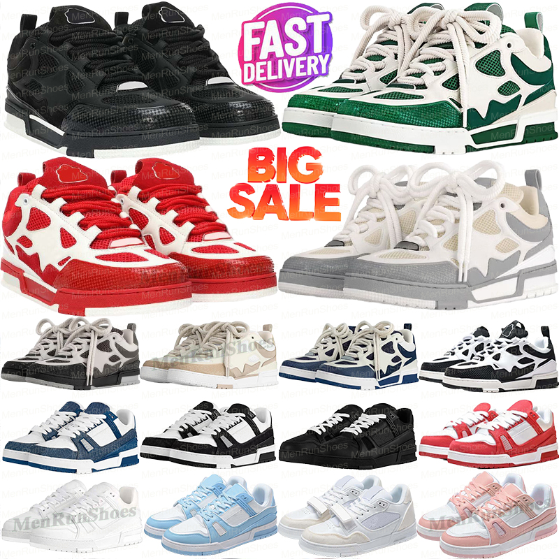 Designer Skate Series Sneakers luxury Men Women Casual Shoes Top quality Calfskin Platform Trainers Leather Sneaker Fashion Virgil Lace-up Overlays Mens Sneakers