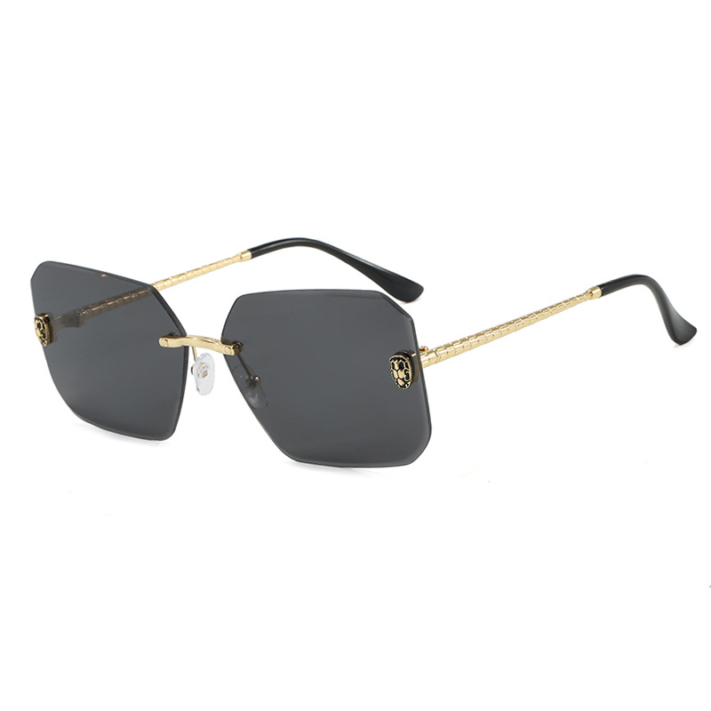 2025 Snake Accent Rimless Square Sunglasses Metal Edge Luxury Shades for Women Euro Influencer UV400 Statement Eyewear