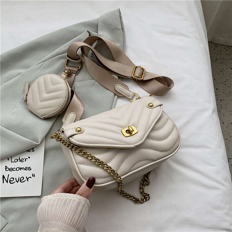 2025 New Women's Embroidered Thread Mother-Daughter Versatile Wide Strap Single Shoulder Crossbody Chain Designer Bags Handbag Underarm Bag