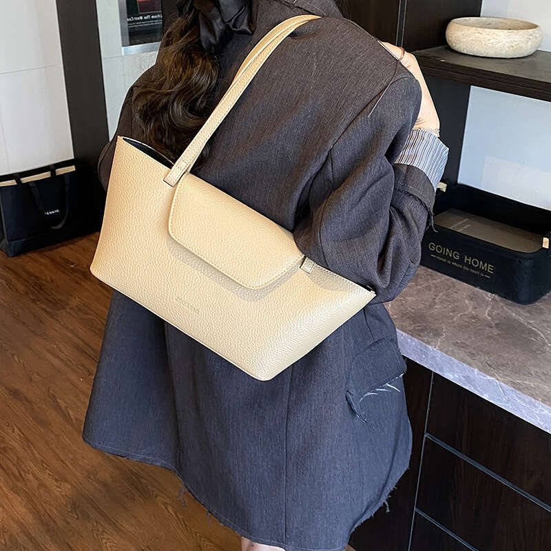 French Style Lychee Pattern Underarm for Women 2025 Summer Fashion Versatile Elegant High-end Single Shoulder Tote Bag