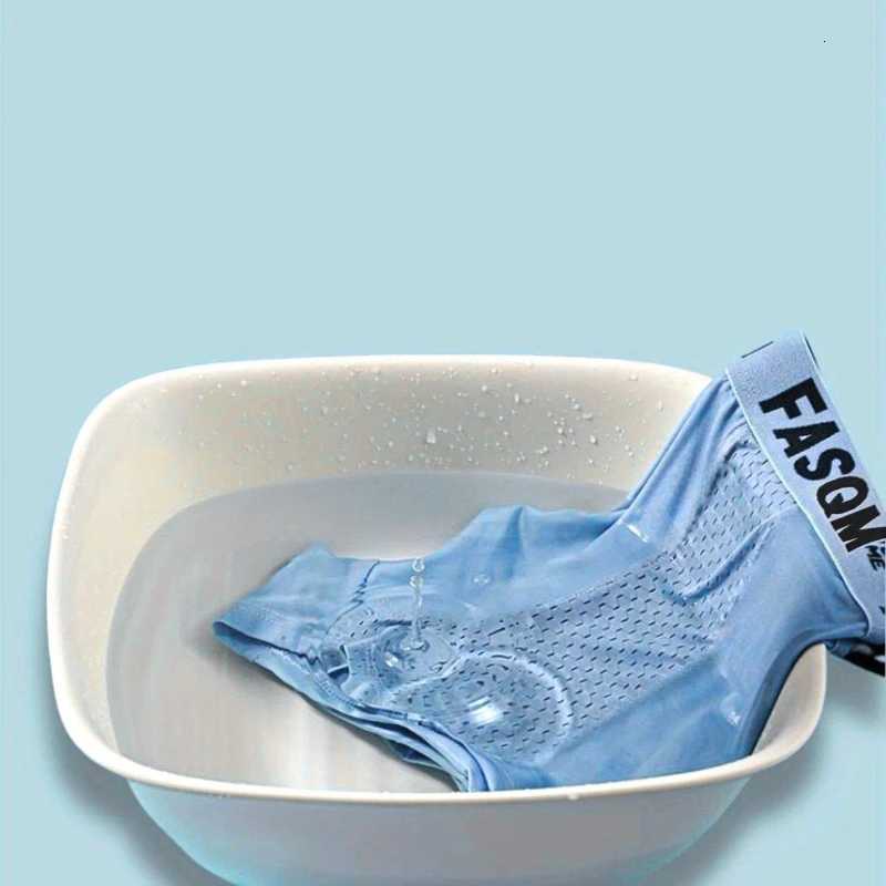 3pcs Mens Ice Silk Cool Soft Comfy Boxers Briefs Underwear Mesh Patch Breathable Comfy Stretchy Trunks W250819